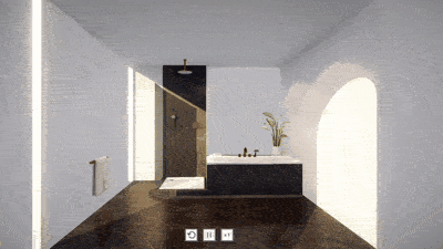 Animatie van een 3D-ontwerp voor een moderne badkamer